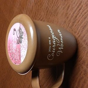 Courageous Woman Coffee  / Tea Mug with Lid -- Bible Verse Joshua 1:9